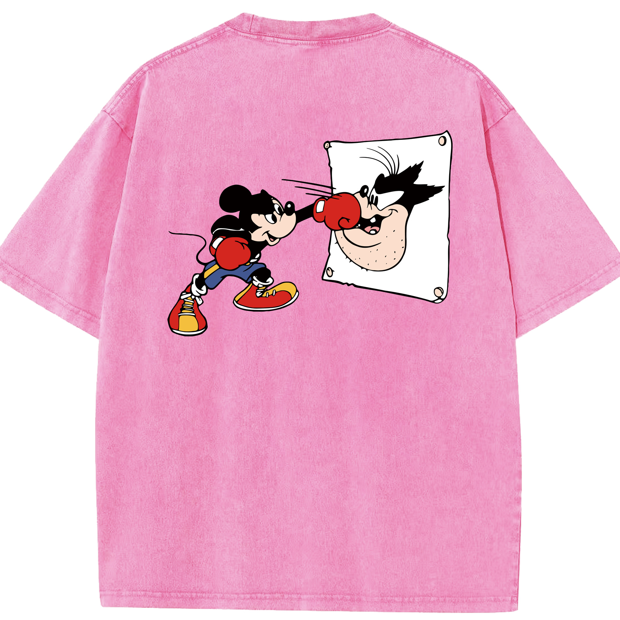 （画像用） ミッキーマウス Mickey Mouse 綿100% ヴィンテージ風 半袖Tシャツ（背面プリント）